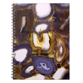Caderno Espiral desenho de Ágata Marrom Roxo Branco