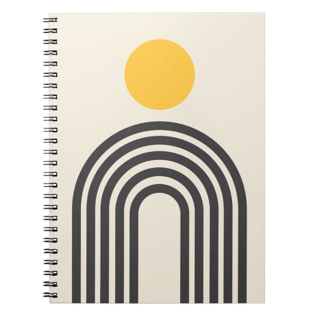 Caderno Espiral Desenho de Arco e Sol Boho (Frente)