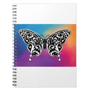 Caderno Espiral Desenho de Borboleta com Cores do Pôr do Sol
