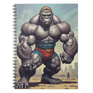 Caderno Espiral Desenho de Cartoons de Pop de Gorilla Bodybuilder