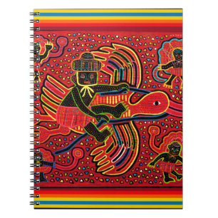 Caderno Espiral Desenho de Cegonha Indiana Kuna Trazendo Bebê