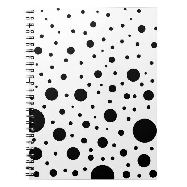 Caderno Espiral Desenho de Círculo Preto e Branco (Frente)