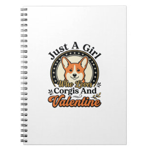 Caderno Espiral Desenho de Corgi para o Dia dos Namorados para Ama