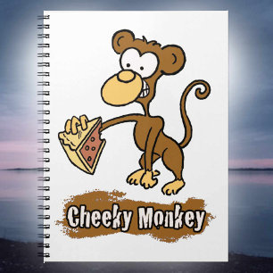 Caderno Espiral Desenho de desenho animado de macaco atrevido