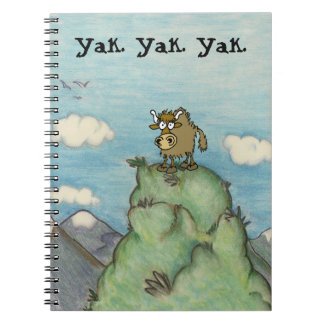 Caderno Espiral Desenho de desenho animado no topo da montanha yak