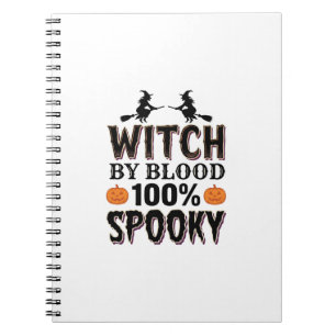 Caderno Espiral Desenho de DNA de Bruxa Humor Assustador de Hallow