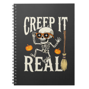 Caderno Espiral Desenho de Esqueleto Dançante Funny Halloween Cree