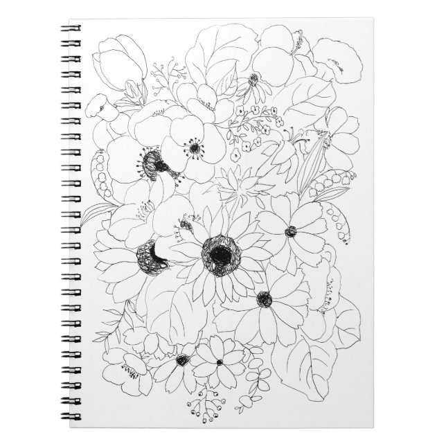 Caderno Espiral desenho de flores (Frente)