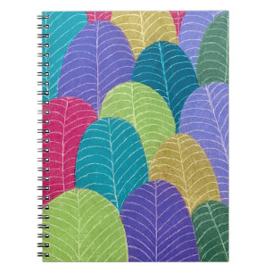 Caderno Espiral Desenho de Folhas com Lápis Colorido