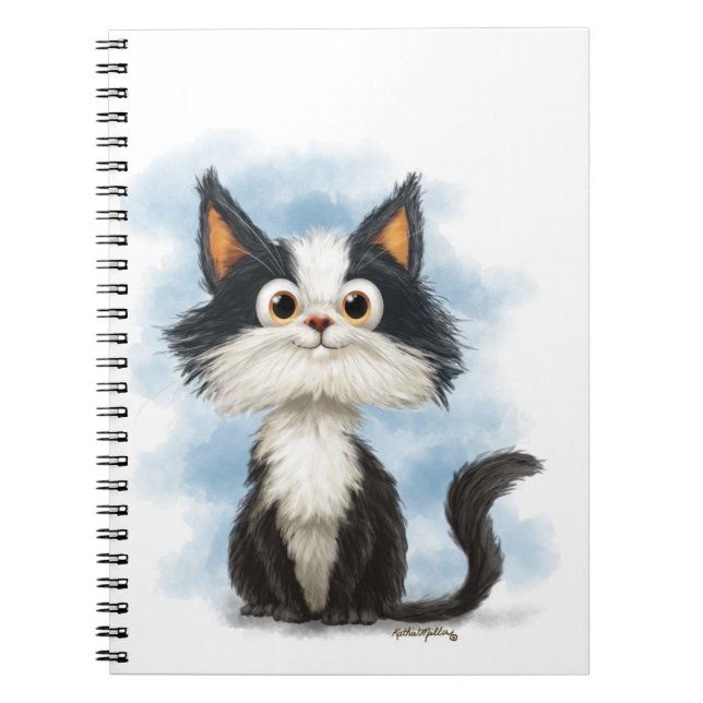 Caderno Espiral Desenho de gato de smoking fofo (Frente)