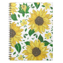 Caderno Espiral Desenho de Girassol – Ilustração Floral Brilhante