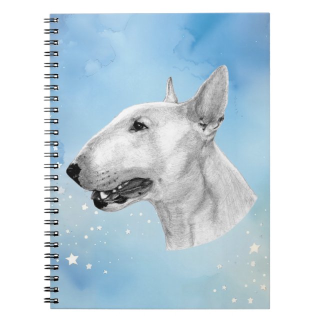 Caderno Espiral Desenho de lápis Bull Terrier (Frente)
