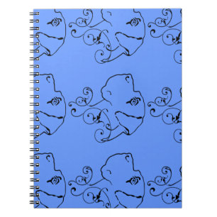Caderno Espiral Desenho de linha da cabeça do Dogue Alemão