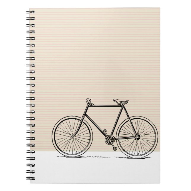 Caderno Espiral Desenho de Linha de Bicicleta na moda Moderna (Frente)
