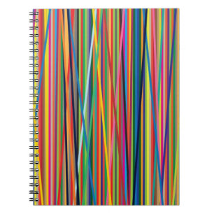 Caderno Espiral Desenho de listras abstratas coloridas para pano f