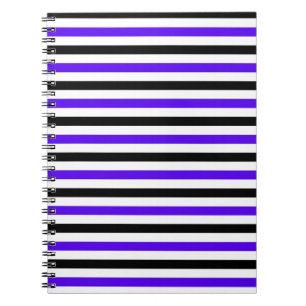 Caderno Espiral Desenho de listras azuis pretas e brancas