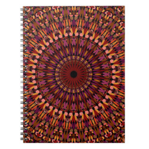 Caderno Espiral Desenho de Mandala Marrom Floral