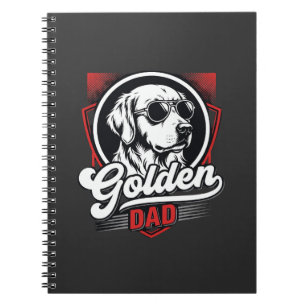 Caderno Espiral Desenho de Óculos de Sol Golden Dad Golden Retriev