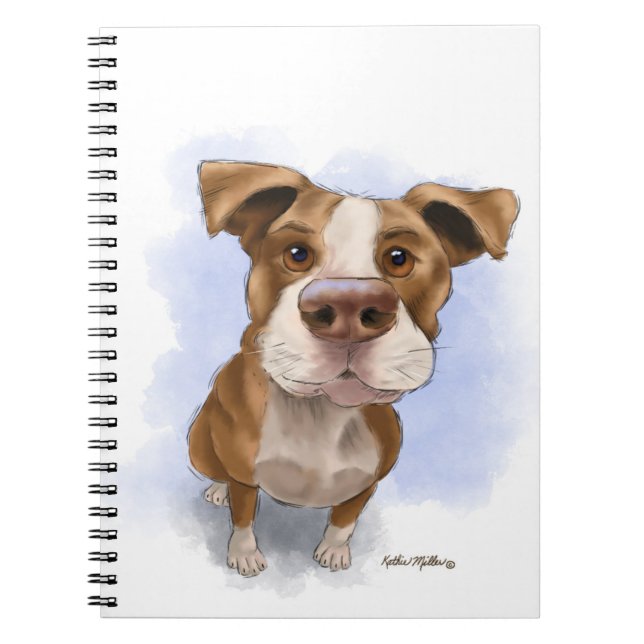 Caderno Espiral Desenho de Pit Bull Fofo (Frente)