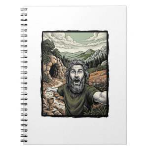 Caderno Espiral Desenho de retrato barbudo surpreso de gravura ant