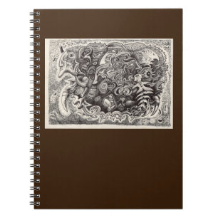 Caderno Espiral Desenho de tinta da besta híbrida