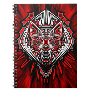 Caderno Espiral Desenho de Totem Tribal Haida de Lobo