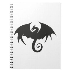 Caderno Espiral Desenho de uma silhueta de dragão preto