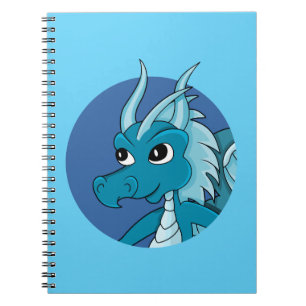 Caderno Espiral Desenho do dragão azul 