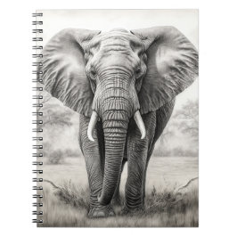 Caderno Espiral Desenho do Lápis de Elefante Africano