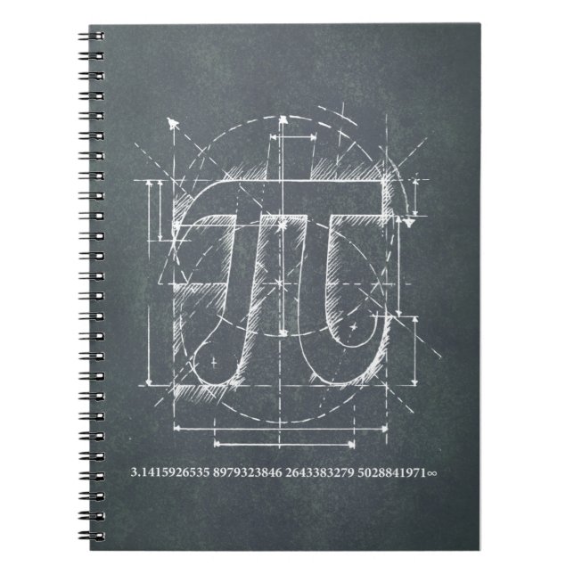 Caderno Espiral Desenho do número do Pi (Frente)