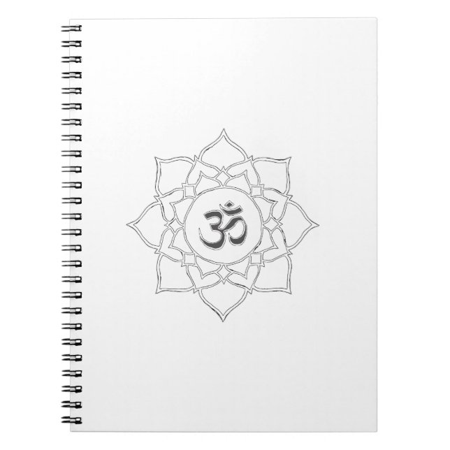 Caderno Espiral Desenho do Símbolo Om Flor de Lótus (Frente)