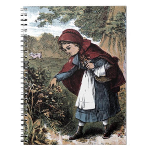 Caderno Espiral Desenho do vintage: Pouco Ridinghood vermelho