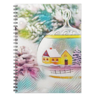 Caderno Espiral Desenho em Vintage Desenho em Árvore de Natal Dese