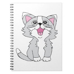 Caderno Espiral Desenho Feliz de Gato Feliz, Aestésico, De Gato
