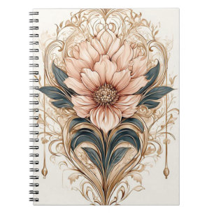 Caderno Espiral Desenho Floral Elegante com Padrões Ornamentados