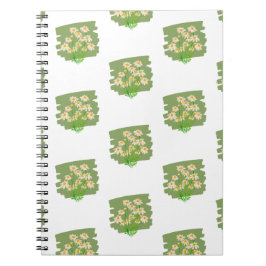 Caderno Espiral Desenho Floral Rústico em Fundo Verde