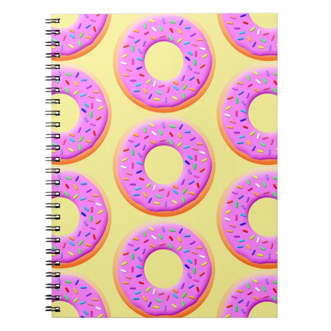 Caderno Espiral Desenho Fofo de Donut Com Confeitos (Frente)