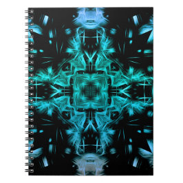 Caderno Espiral Desenho Fractal de Plasma Elétrico Futurista