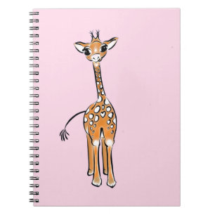 Caderno Espiral Desenho girafa bonito, animais safari