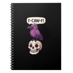 Caderno Espiral Desenho Gráfico de Crânio de Corvo com Humor de Ha