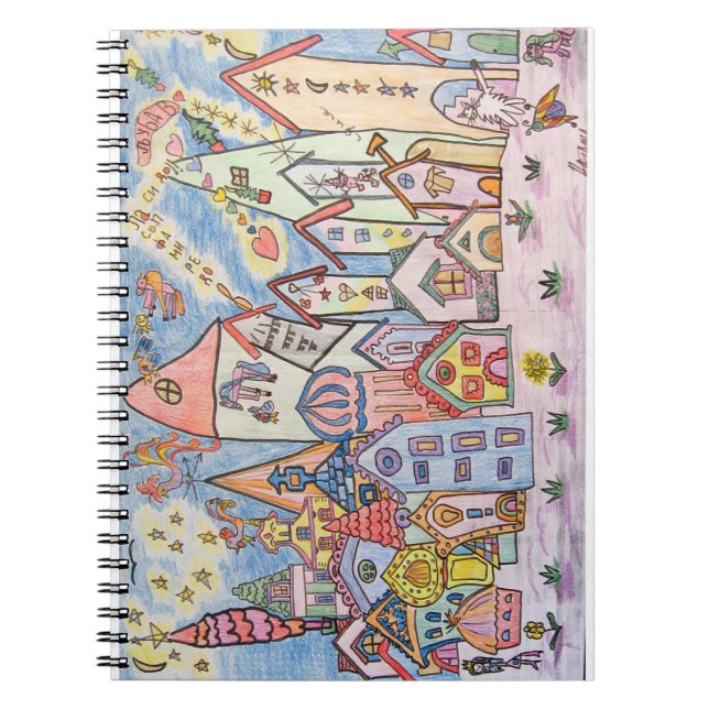 Caderno Espiral desenho infantil da cidade (Frente)