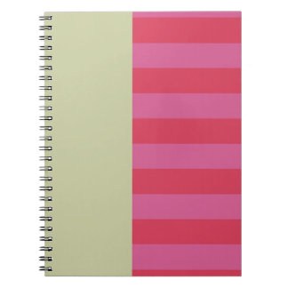 Caderno Espiral Desenho listrado rosa alegre e verde sage brilhant