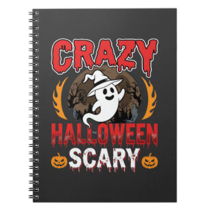 Caderno Espiral Desenho Louco de Halloween Fantasma Assustador e A