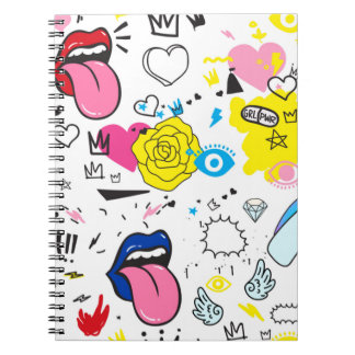 Caderno Espiral Desenho manual de tendência universal desenhando u
