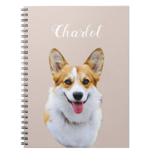 Caderno Espiral Desenho Personalizado do Cão Galês Corgi