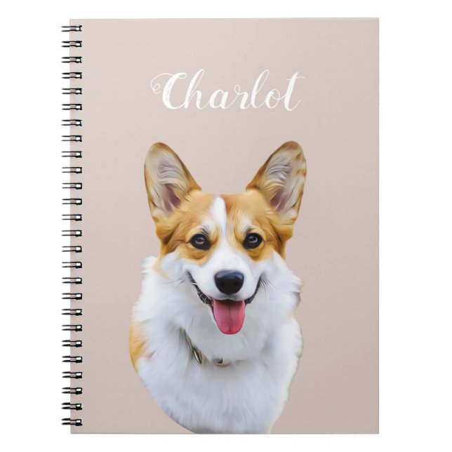 Caderno Espiral Desenho Personalizado do Cão Galês Corgi (Frente)