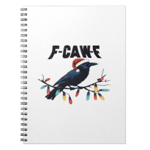 Caderno Espiral Desenho Retro Clássico de Natal de Corvo Engraçado