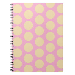Caderno Espiral Desenho Retro de Bolinhas Rosa e Amarelo