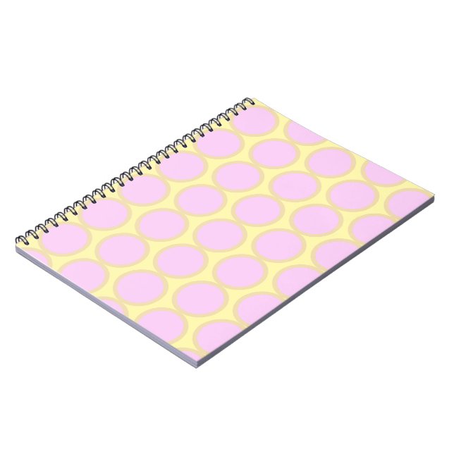 Caderno Espiral Desenho Retro de Bolinhas Rosa e Amarelo  (Left Side)