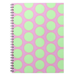 Caderno Espiral Desenho Retro de Bolinhas Rosa e Verde 